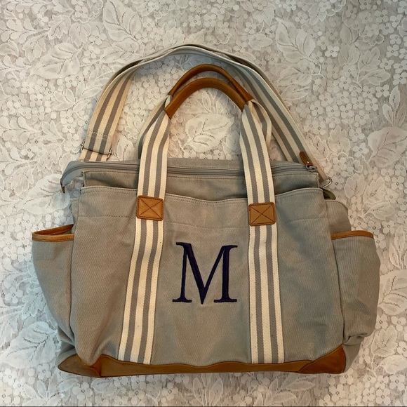 Pottery Barn Kids Handbags - Pottery Barn Classic Diaper Bag with monogram M